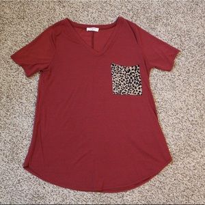 Burnt Orange & Cheetah Print Tshirt